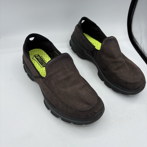 Skechers Shoes Mens Size 9.5 Go Walk 3 Canvas Slip on Black Distress 53982 Goga - Picture 1 of 10